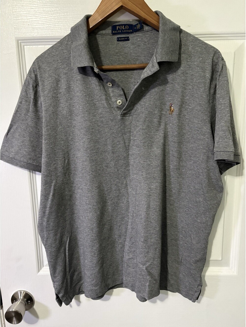 Polo Ralph Lauren Mens Classic Fit Polo Shirt Heather Gray M Embroidered Pony